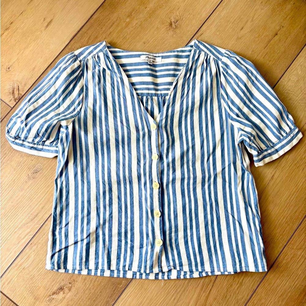 Madewell Striped Blue and White Women's Top size M
